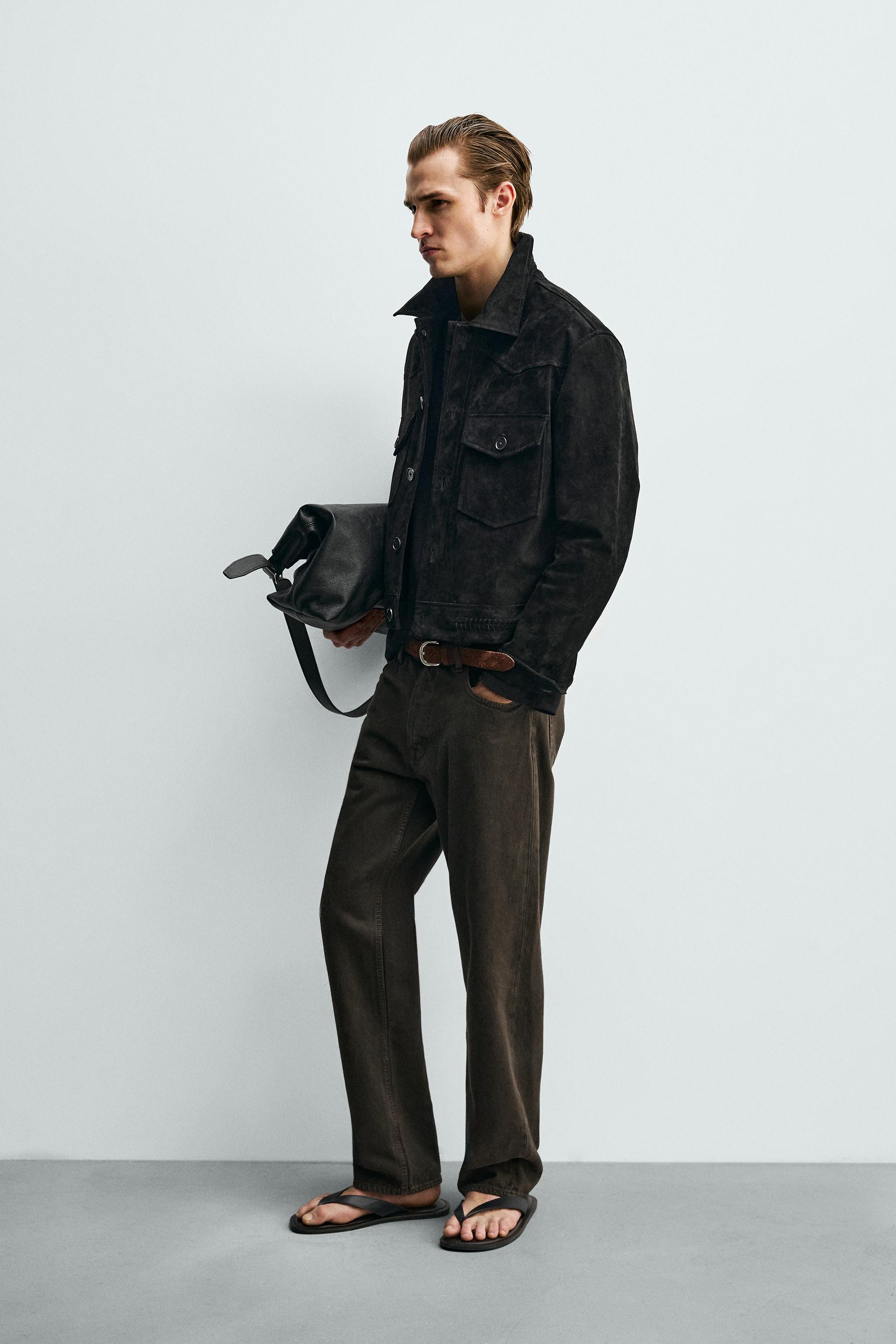 SUEDE LEATHER CROPPED FIT JACKET
